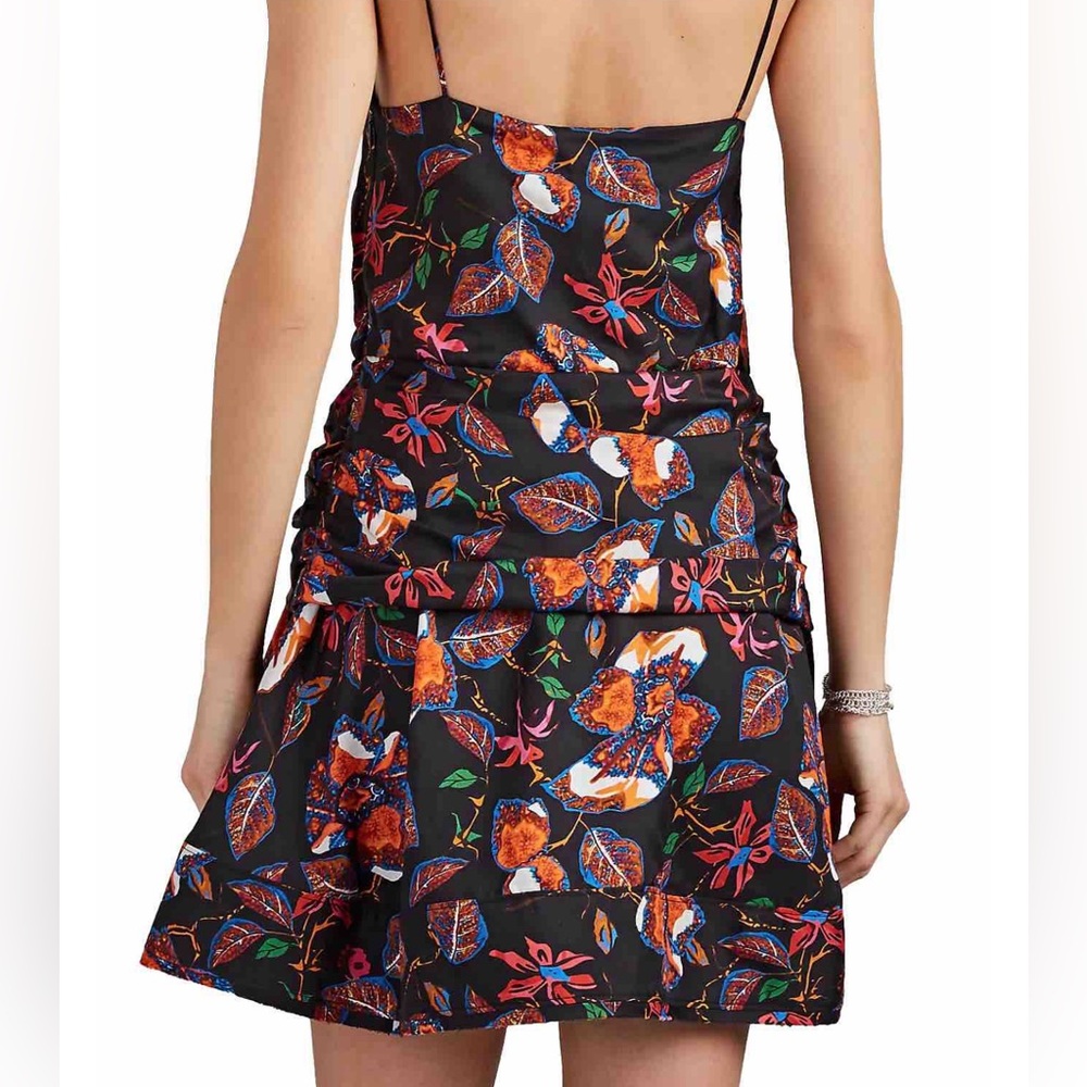 NWT DEREK LAM 10 CROSBY SILK Blend Cami Flounce Lined Mini Dress Twist Waist Sz6 - Picture 2 of 14